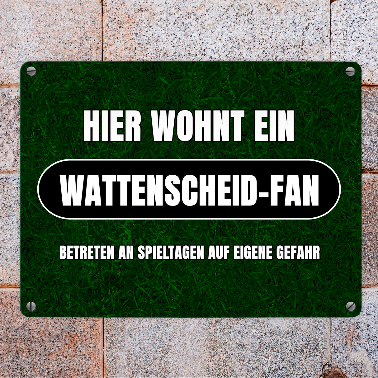 Hier wohnt ein Wattenscheid-Fan Metallschild in 15x20 cm mit Rasenmotiv