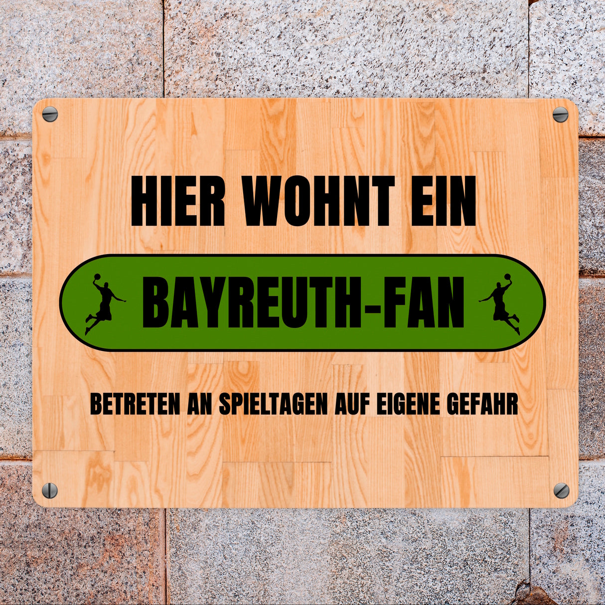 Hier wohnt ein Bayreuth-Fan Metallschild in 15x20 cm mit Turnhallenboden Motiv