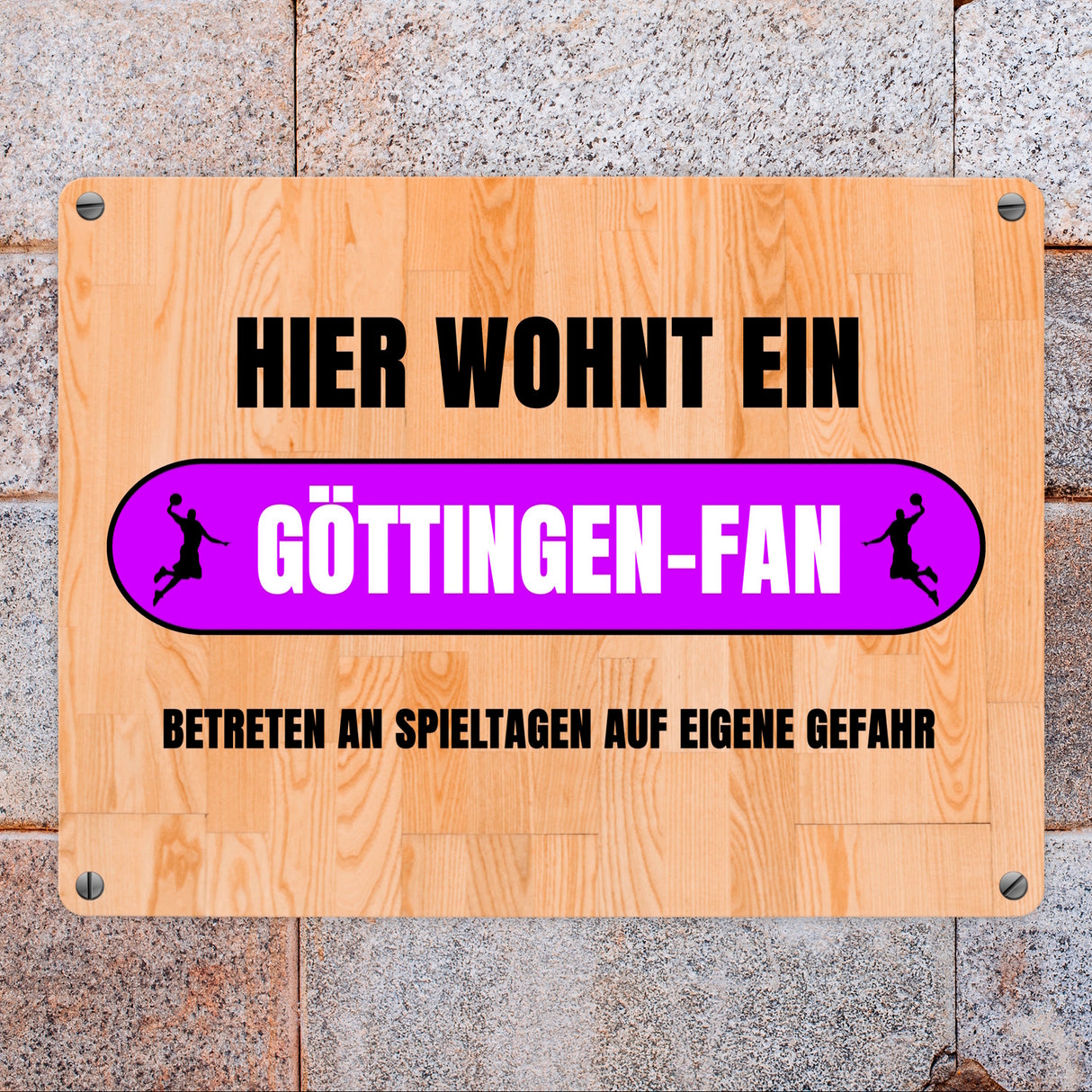 Hier wohnt ein Göttingen-Fan Metallschild in 15x20 cm mit Turnhallenboden Motiv