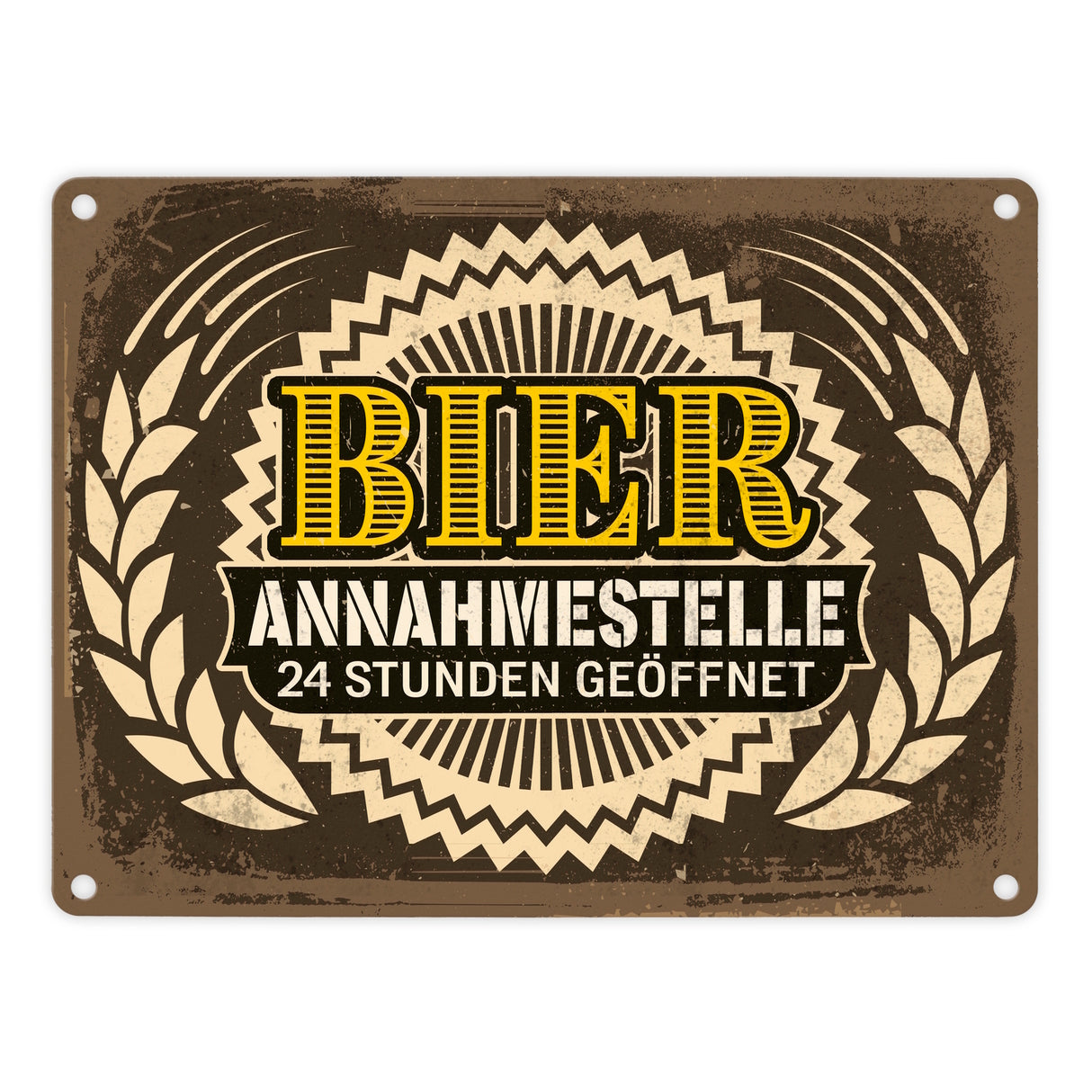 Bier Annahmestelle Metallschild mit coolem Spruch und Biermotiven Alkohol Männer