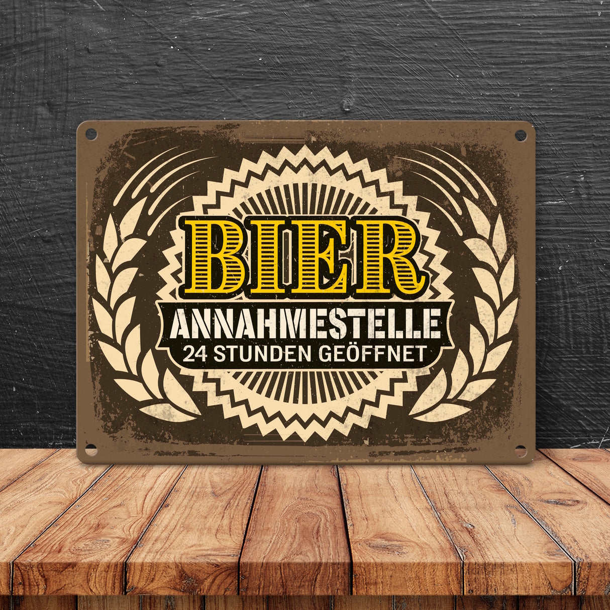 Bier Annahmestelle Metallschild mit coolem Spruch und Biermotiven Alkohol Männer