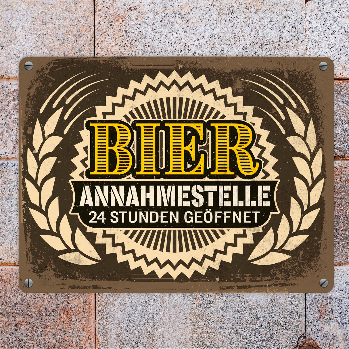 Bier Annahmestelle Metallschild mit coolem Spruch und Biermotiven Alkohol Männer