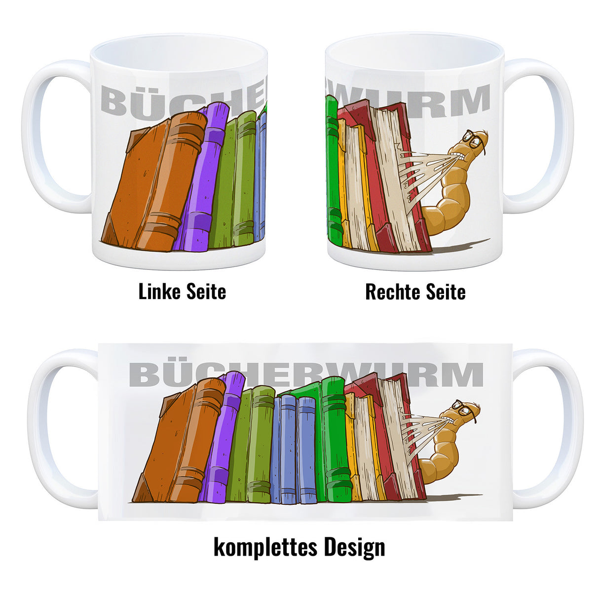 Kaffeebecher Bücherwurm für Bibliophile lesen schlau Lehrer alte Bücher