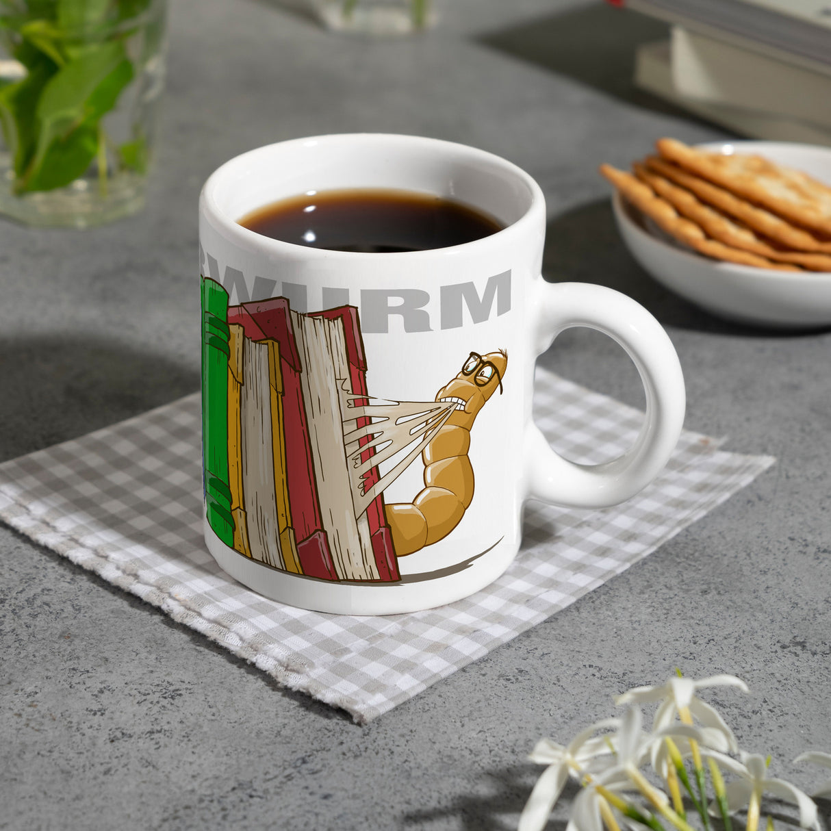 Kaffeebecher Bücherwurm für Bibliophile lesen schlau Lehrer alte Bücher