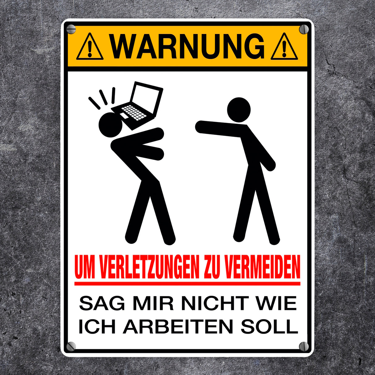 Metallschild Warnung am Arbeitsplatz für Arbeitnehmer Geschenk für Kollegen