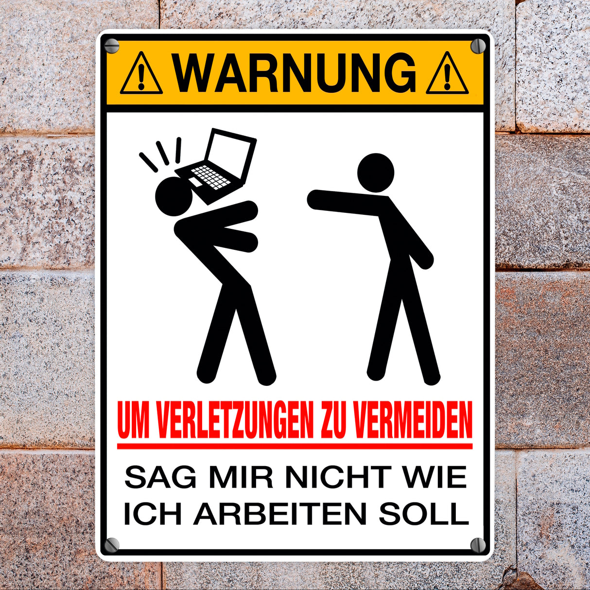 Metallschild Warnung am Arbeitsplatz für Arbeitnehmer Geschenk für Kollegen