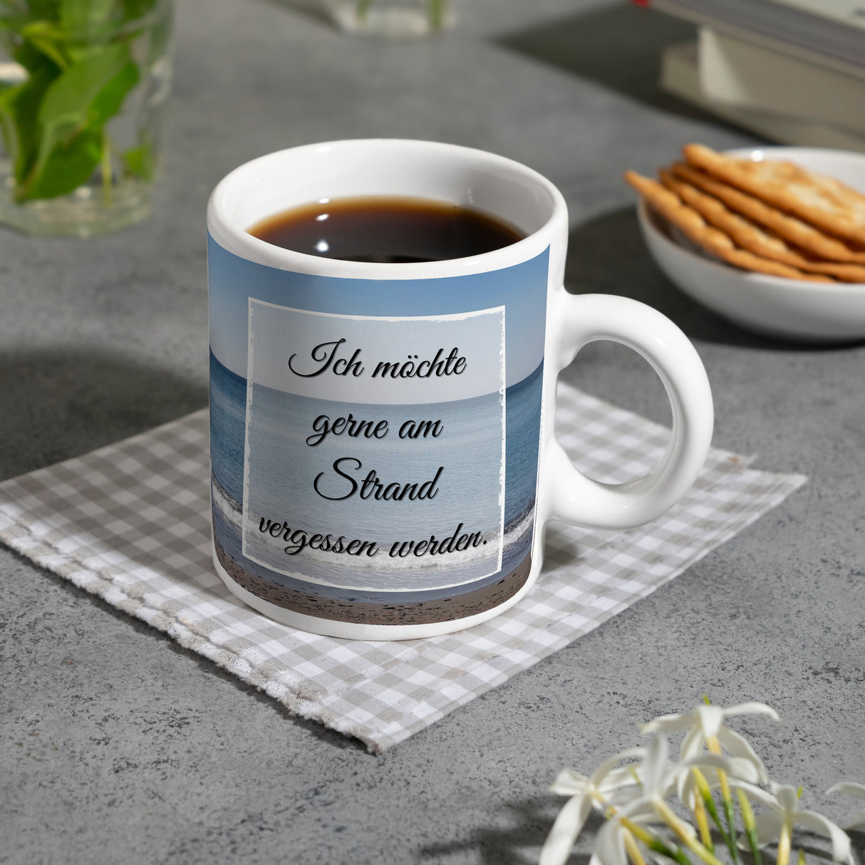 Ich möchte gerne am Strand vergessen werden Kaffeebecher
