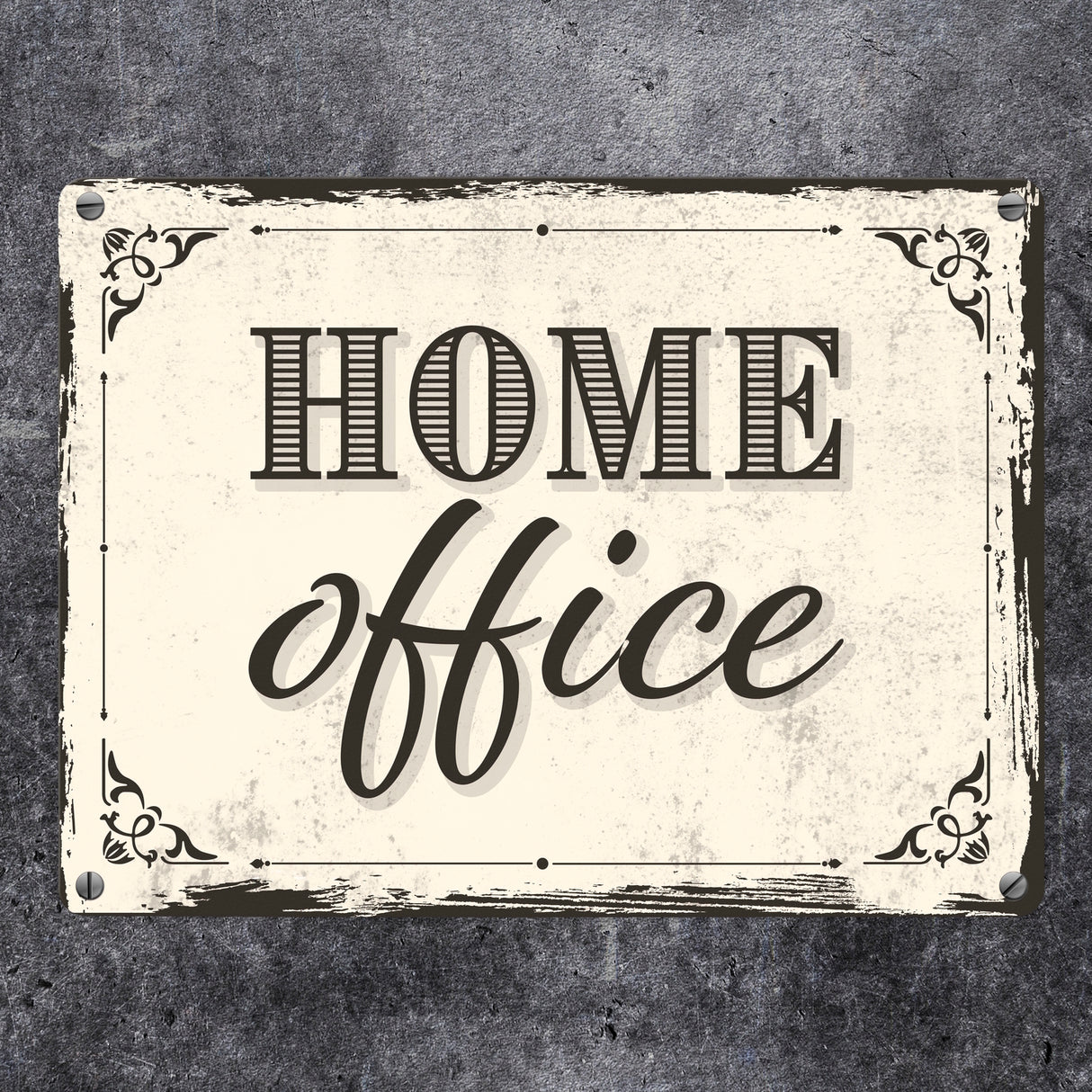 Metallschild Motiv - Homeoffice im rustikalen Stil fürs Arbeitszimmer