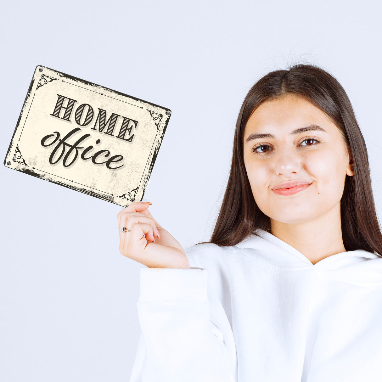 Metallschild Motiv - Homeoffice im rustikalen Stil fürs Arbeitszimmer