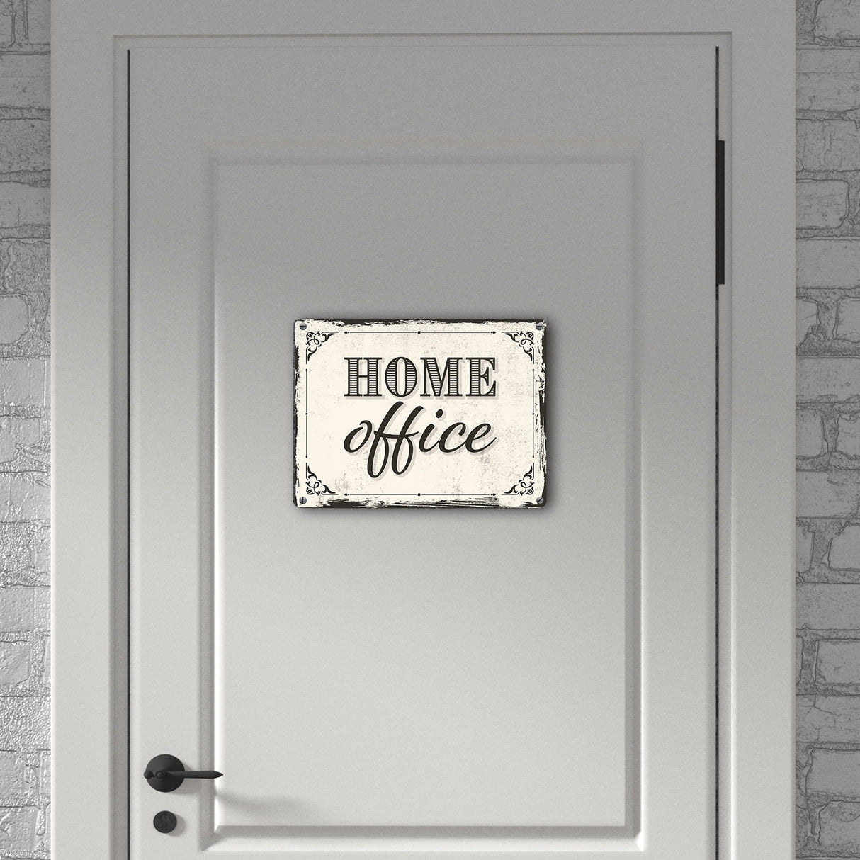 Metallschild Motiv - Homeoffice im rustikalen Stil fürs Arbeitszimmer