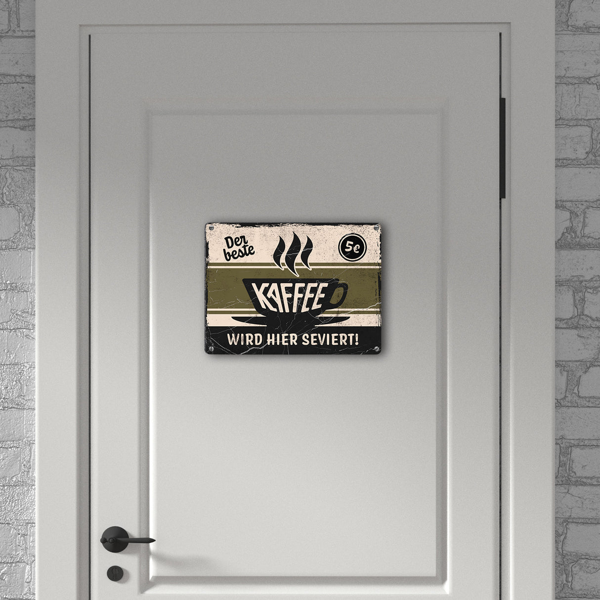 Metallschild mit Spruch - Der beste Kaffee wird hier serviert