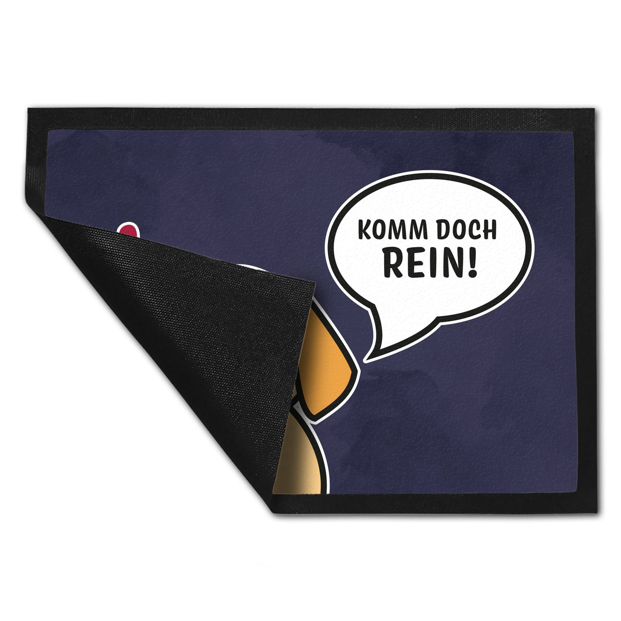 Fußmatte mit Motiv - Komm doch rein mit süßem Hund im Comic Design