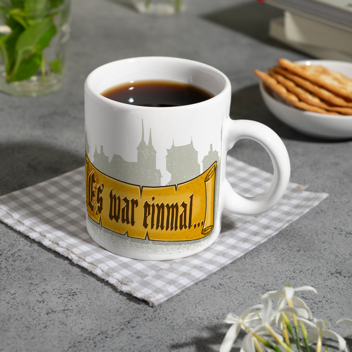 Märchen Kaffeebecher - Es war einmal... mit Schloss im Hintergrund
