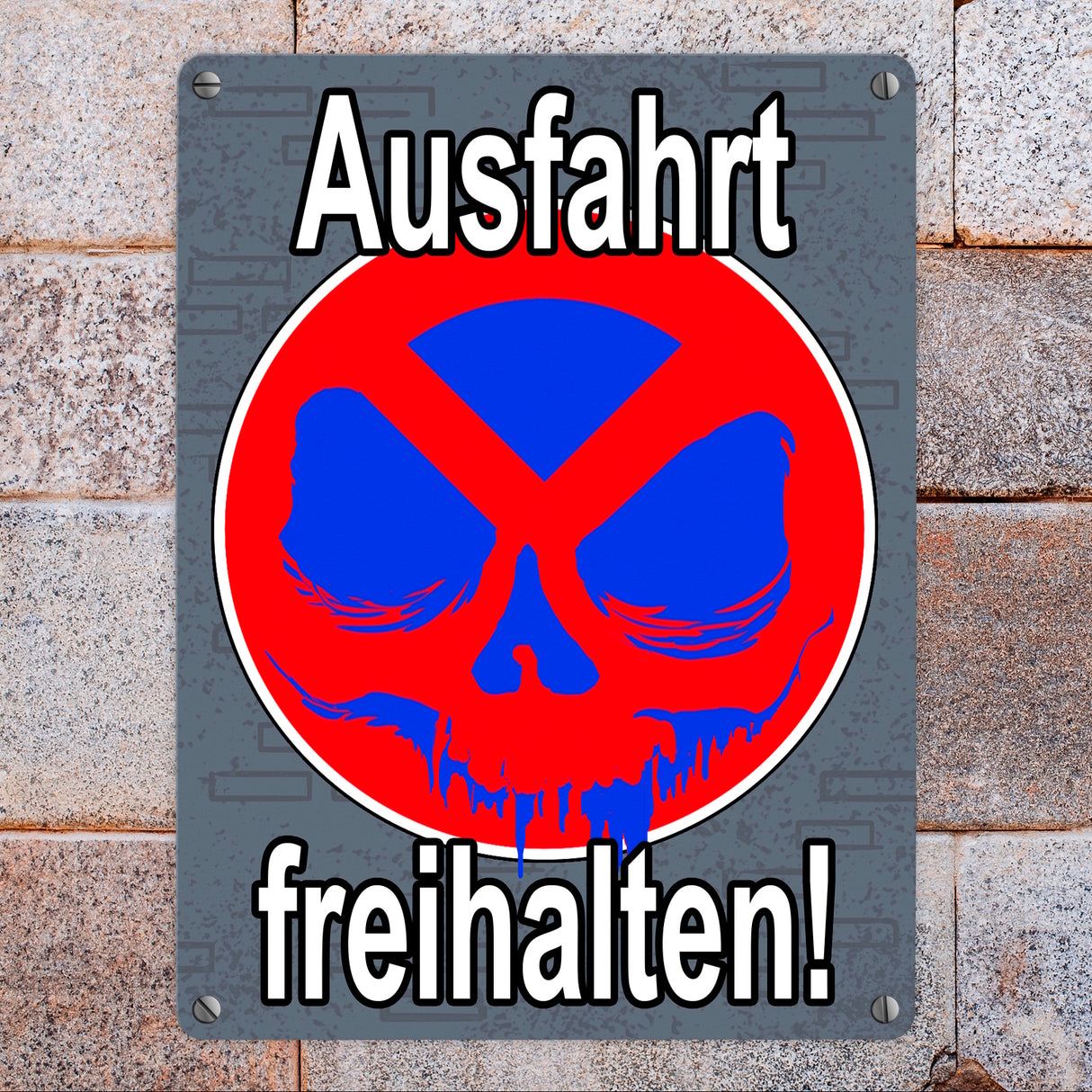 Metallschild Totenkopf Motiv - Ausfahrt freihalten! Privatgrundstück