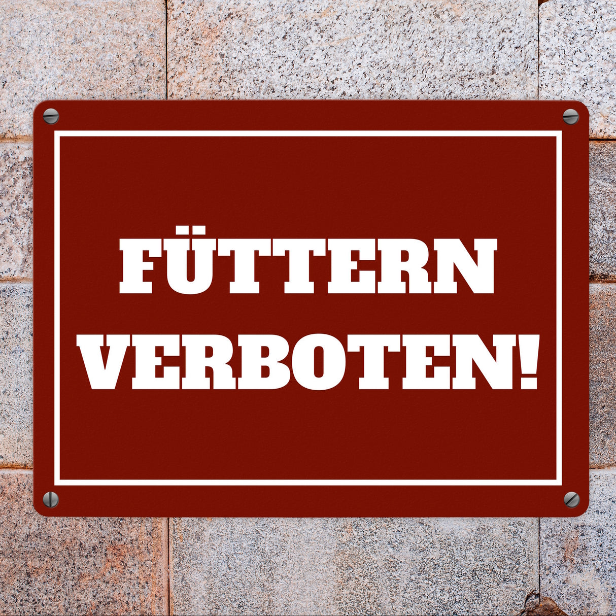 Füttern verboten Koppel-Metallschild in 15x20 cm und weiß