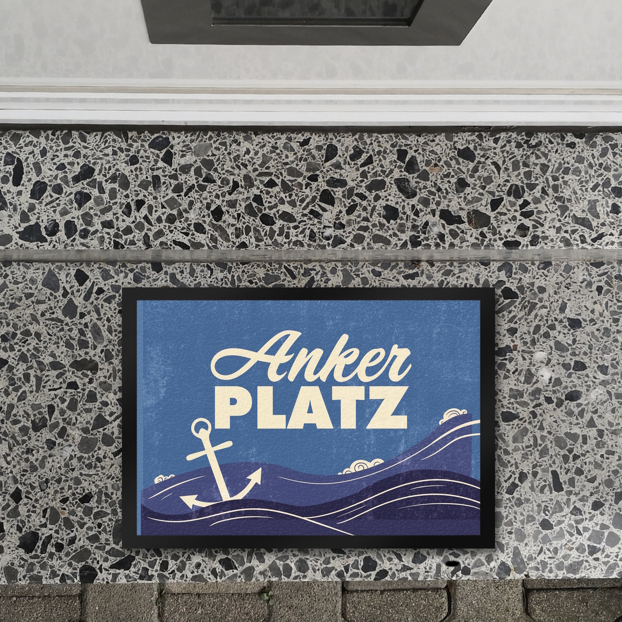 Fußmatte mit Meer Motiv und Anker - Ankerplatz mit Wellen an der Nordsee