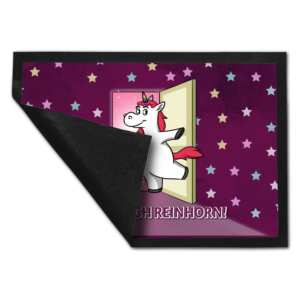Fußmatte mit Einhorn Motiv und Spruch - Komm doch Reinhorn mit süßem Einhorn