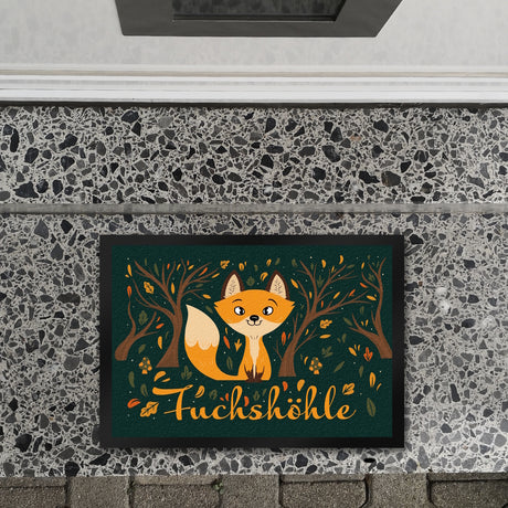 Fußmatte mit niedlichem Fuchs im Wald und Herbst Motiven - Fuchshöhle