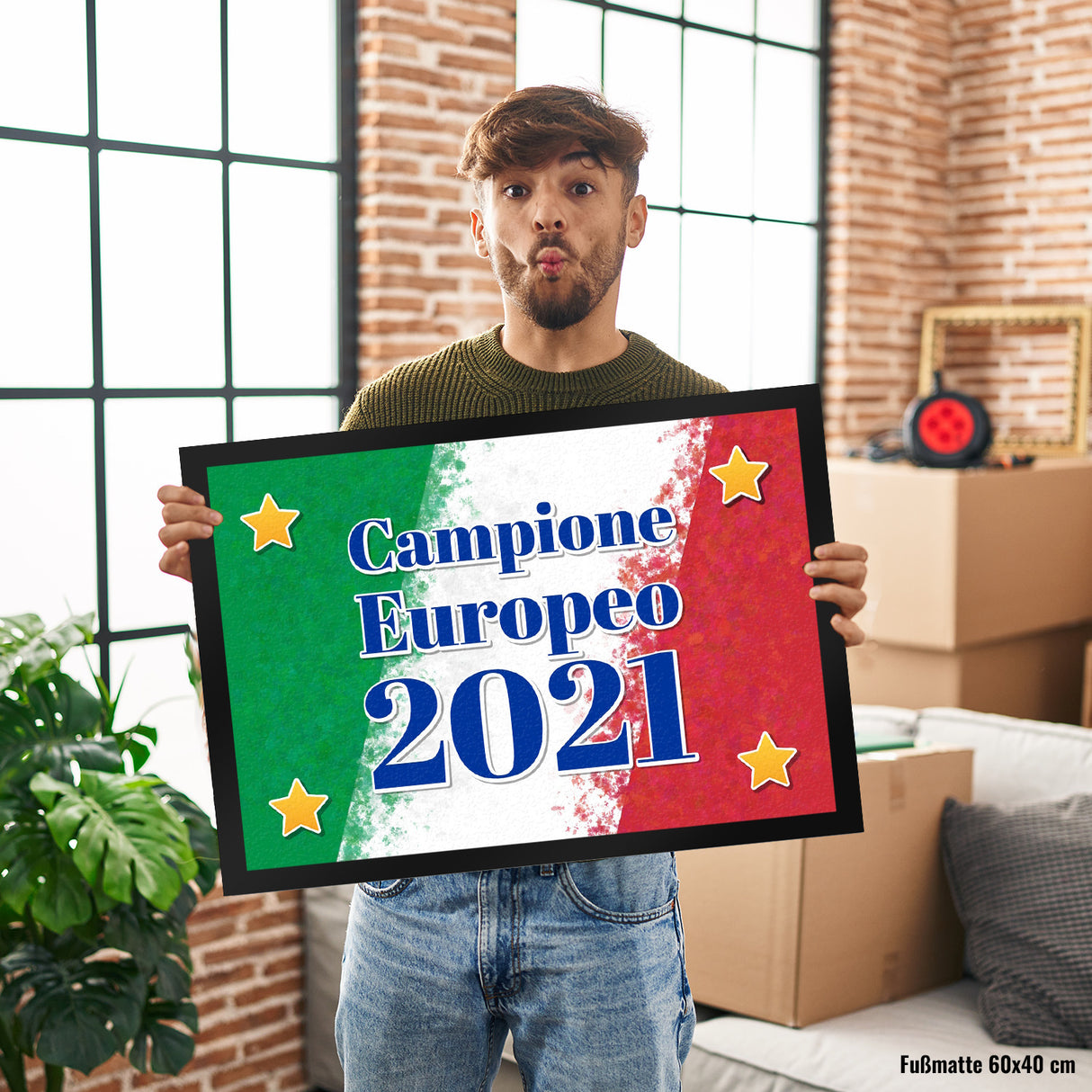 Fußmatte italienisches Motiv und Spruch - Campione Europeo 2021 Italien Flagge