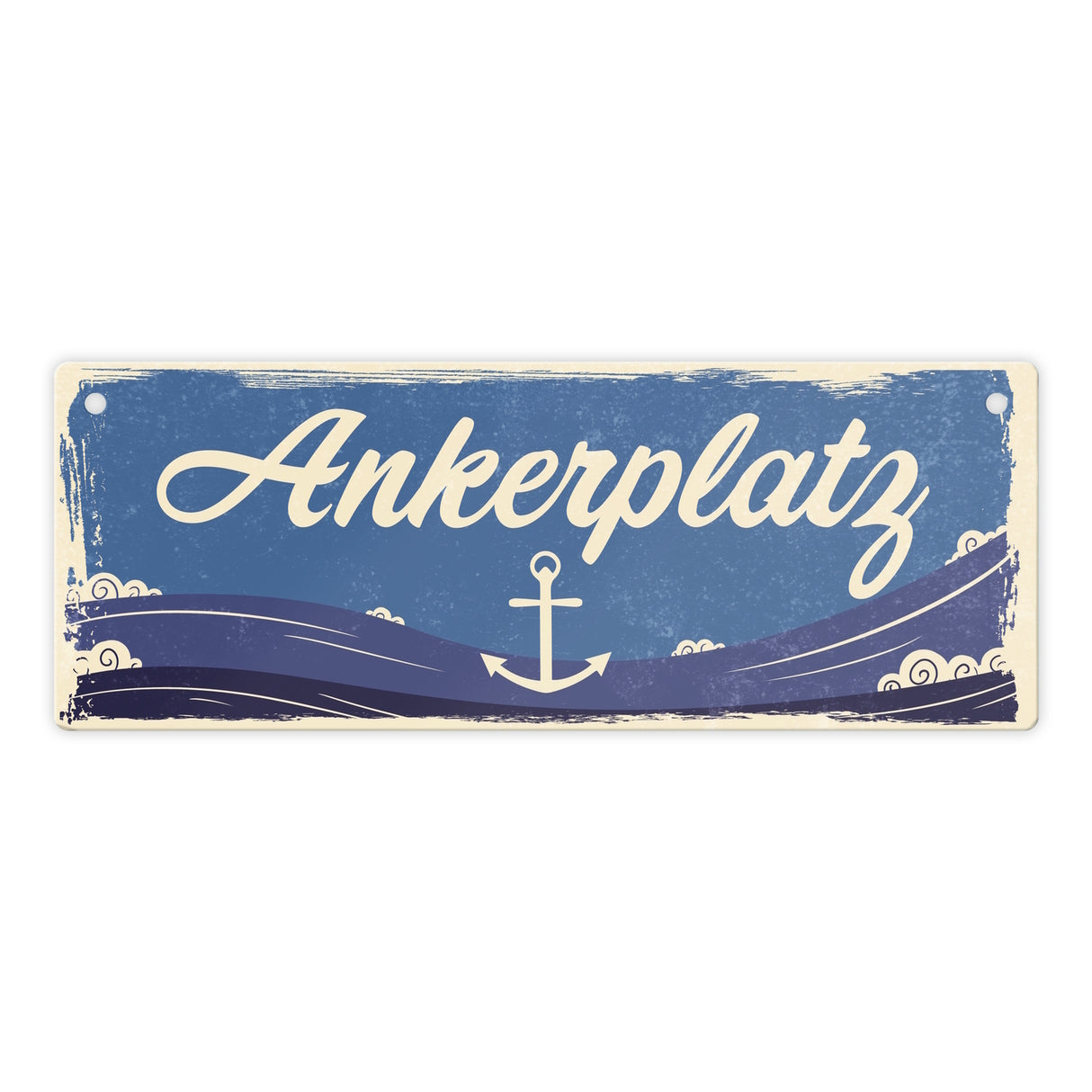 Metallschild mit Anker und Wellen - Ankerplatz für Liebhaber der Nordsee