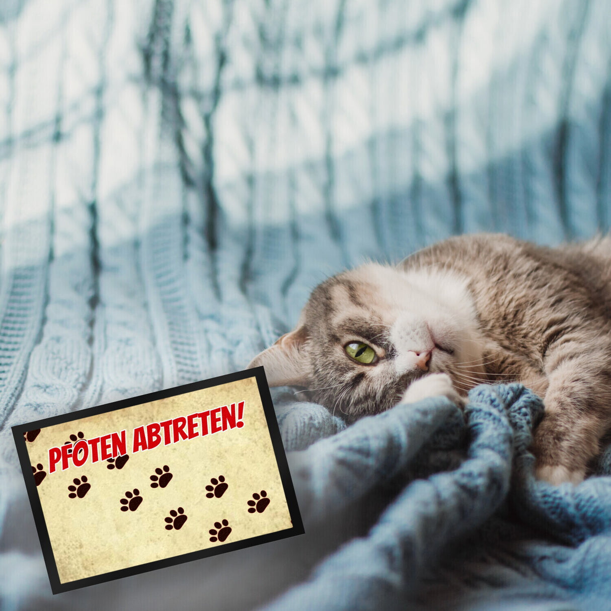 Fußmatte mit Motiv Pfoten Abtreten! Für Hunde und Gäste mit schmutzigen Schuhen