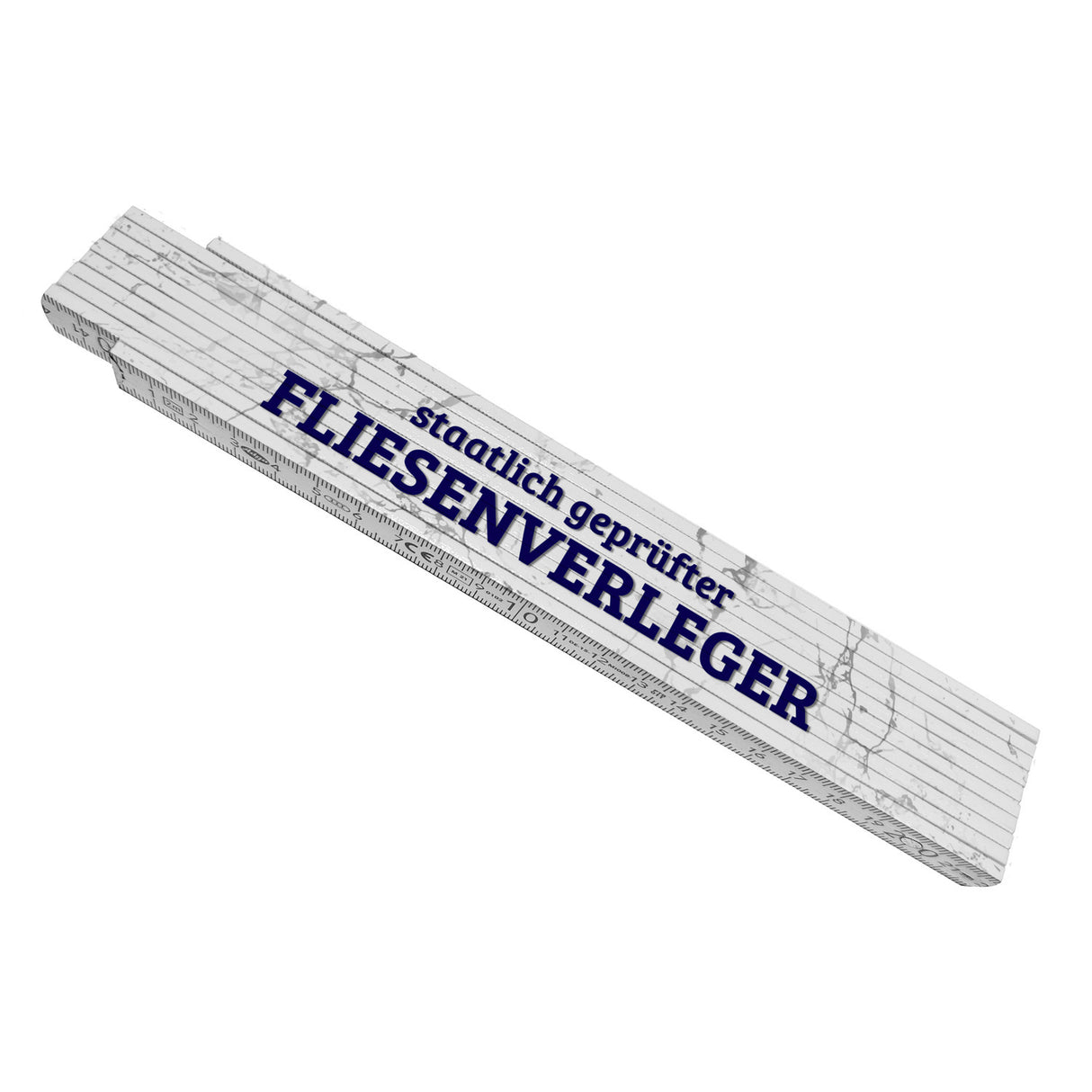 Fliesenverleger Meterstab aus Holz mit Marmorhintergrund
