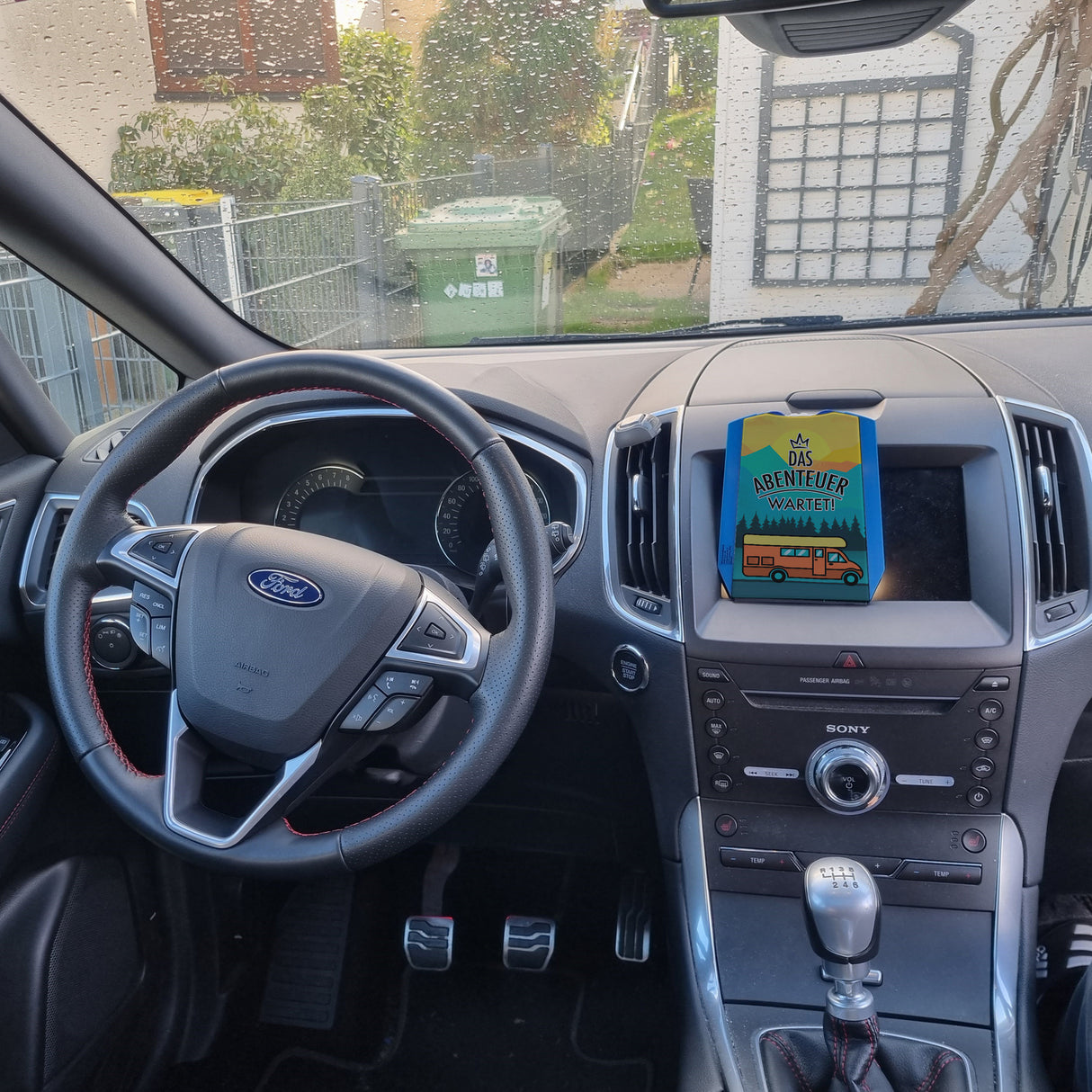 Das Abenteuer wartet Parkscheibe mit Reisemotiv und 2 Einkaufswagenchips