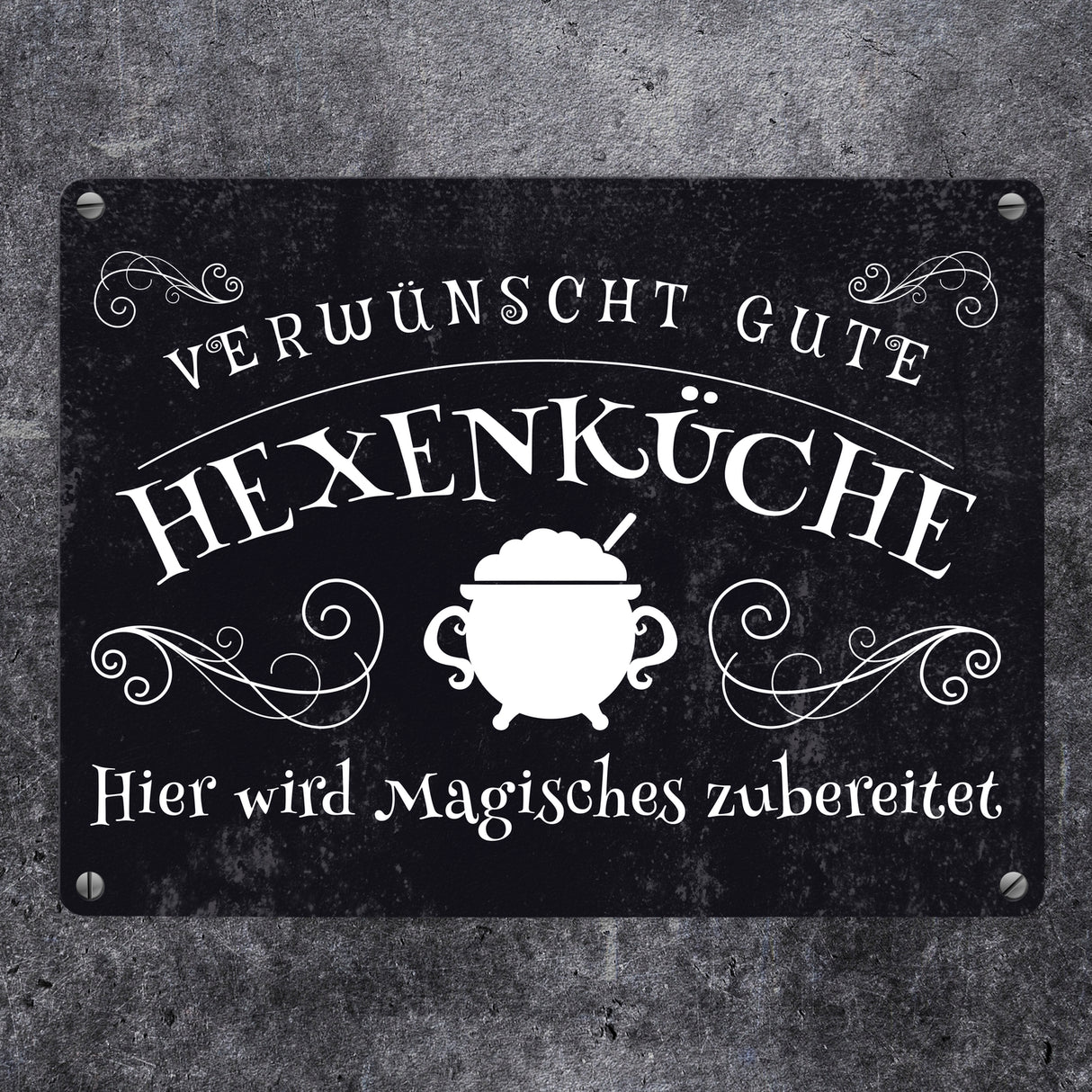 Verwünscht gute Hexenküche Halloween Metallschild mit lustigem Spruch