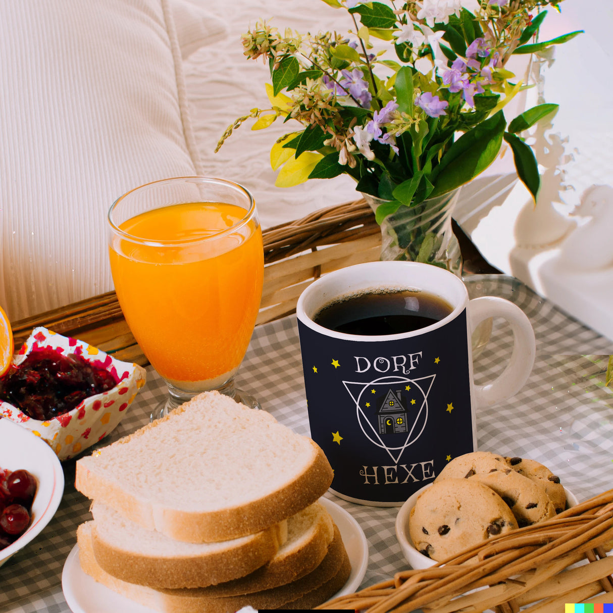 Dorfhexe Kaffeebecher mit Hexenhaus Motiven