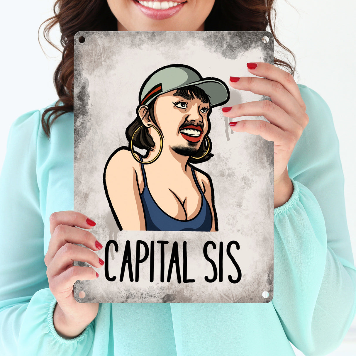 Rapper-Wortspiel Metallschild Capital Sis Dekoschild für einen Rap-Fan
