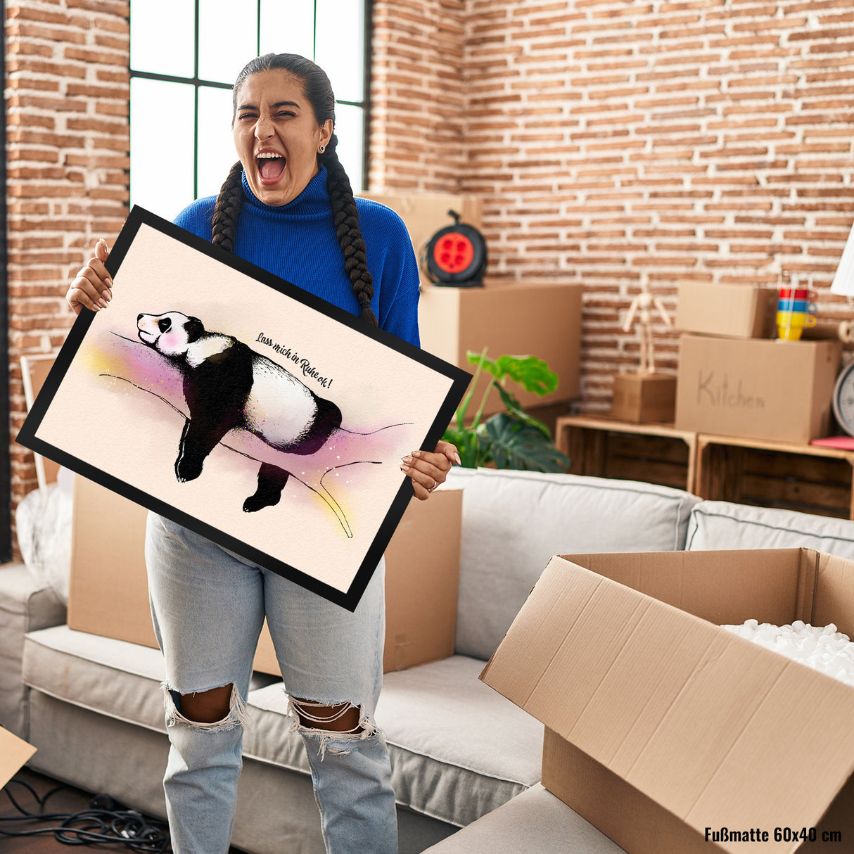Panda Fußmatte mit Spruch Lass mich in Ruhe ok!