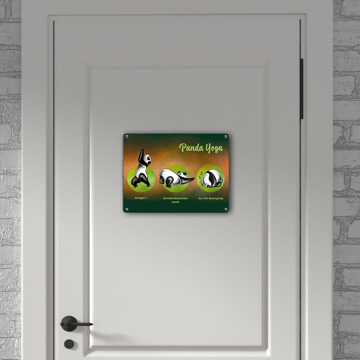 Panda Yoga Metallschild mit Yoga Übungen und Pandabären