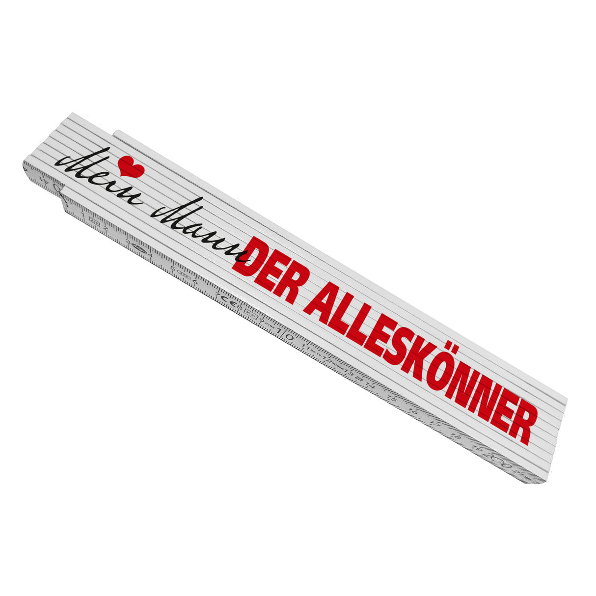 Mein Mann der Alleskönner Meterstab aus Holz mit Herz für den geliebten Ehemann