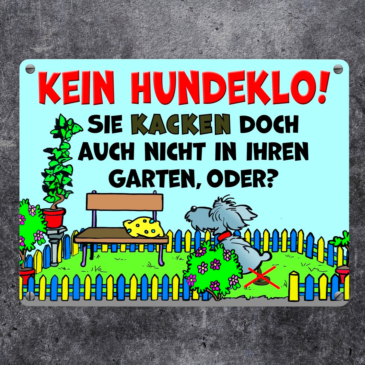 Kein Hundeklo Metallschild als Hinweis für den Garten oder das Grundstück