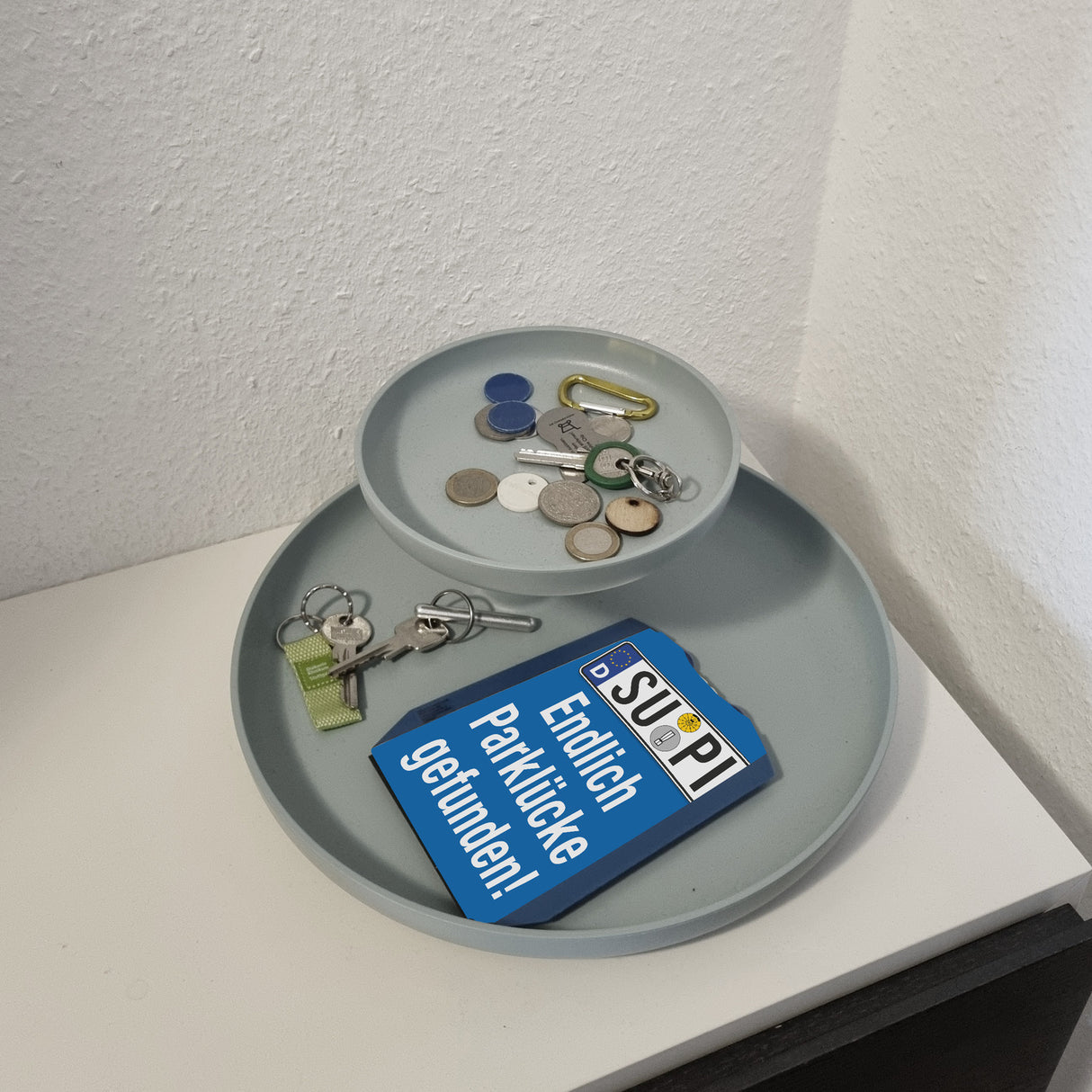 SU-PI endlich Parklücke gefunden! Parkscheibe mit 2 Einkaufswagenchips