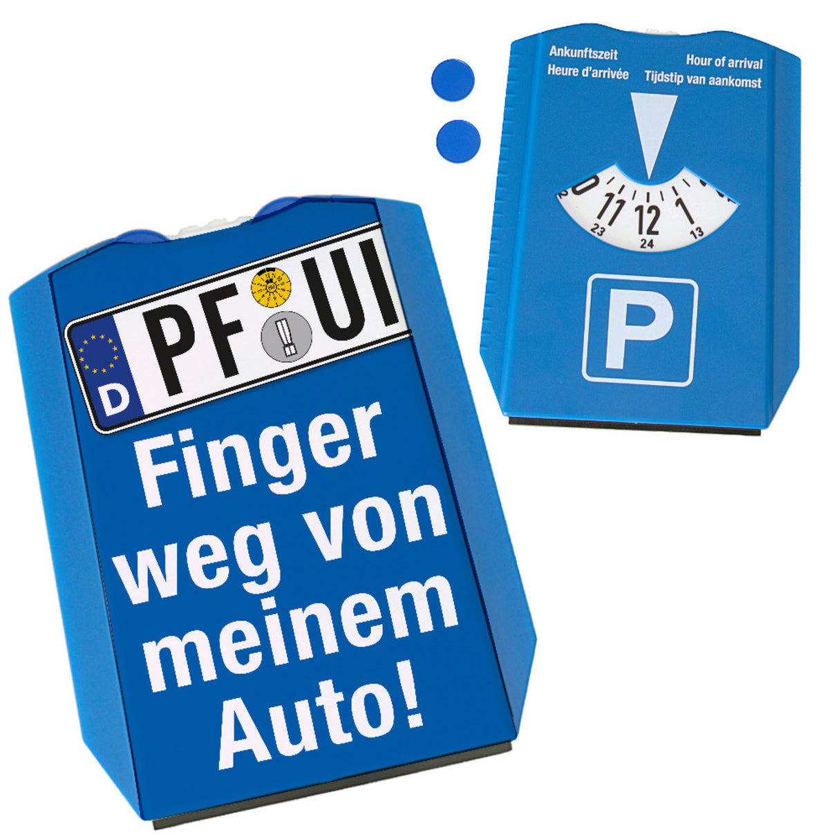 PF-UI Finger weg von meinem Auto Parkscheibe mit 2 Einkaufswagenchips