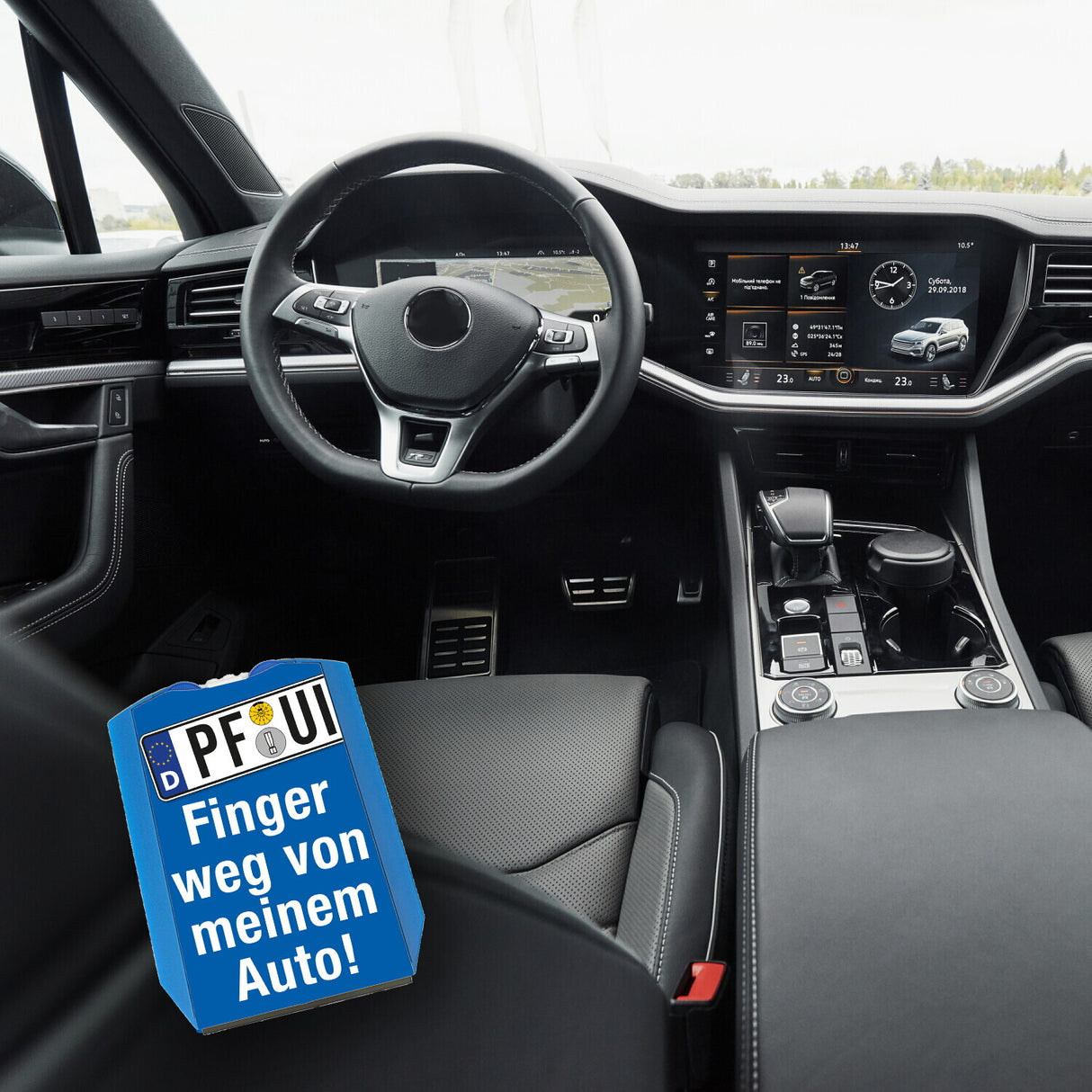 PF-UI Finger weg von meinem Auto Parkscheibe mit 2 Einkaufswagenchips