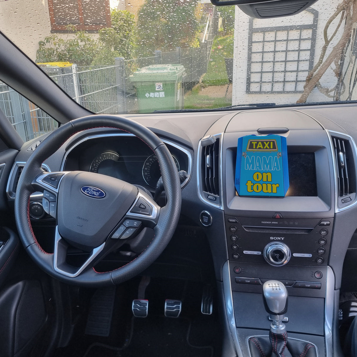 TAXI Mama on tour Parkscheibe in blau mit 2 Einkaufswagenchips