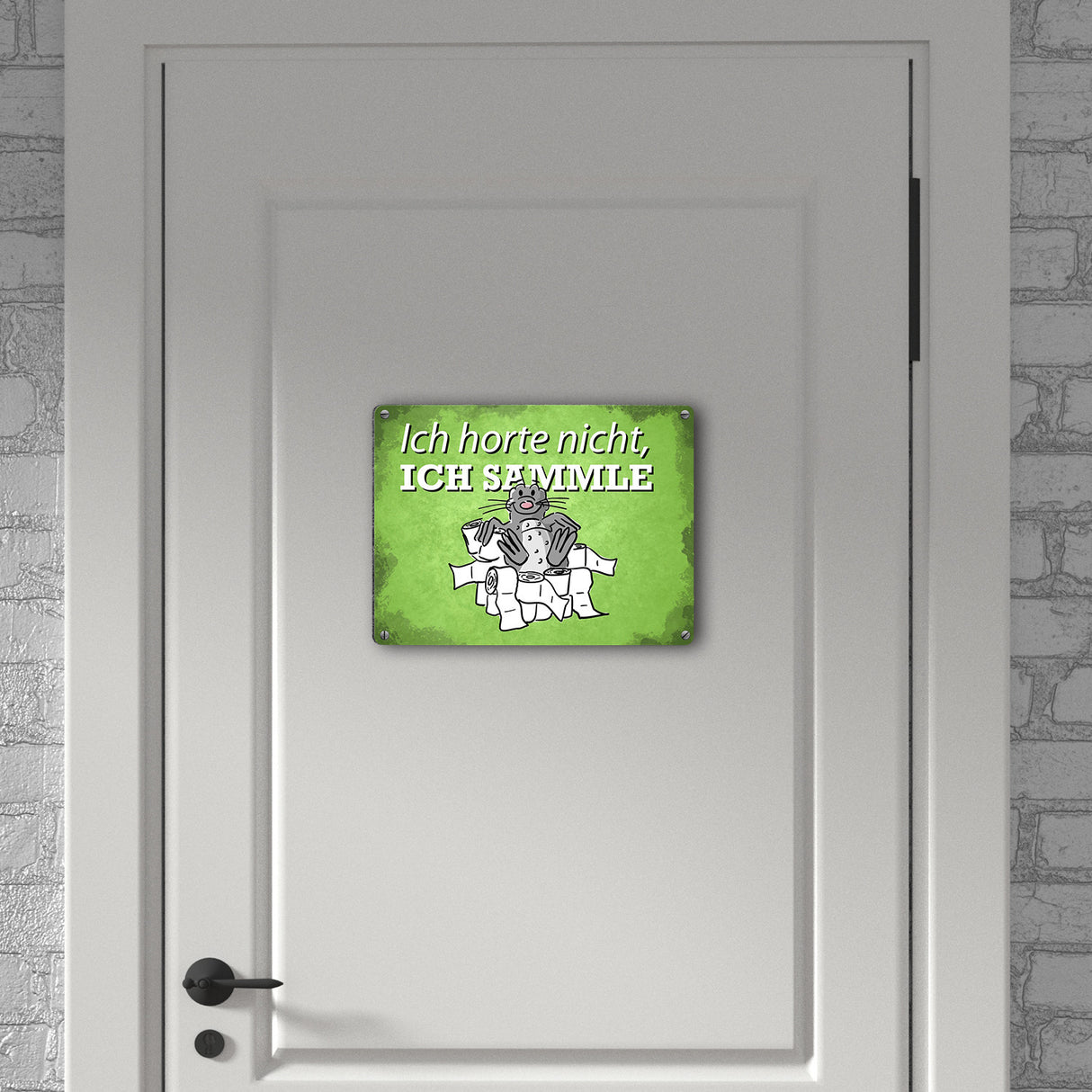 Ich horte nicht, ich sammle Metallschild mit Seeleopard auf Toilettenpapier