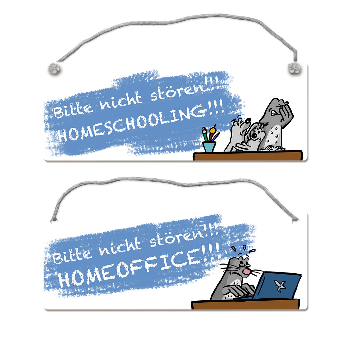 Wendeschild Türhänger - Fröhlich/Mürrisch Vogel Design