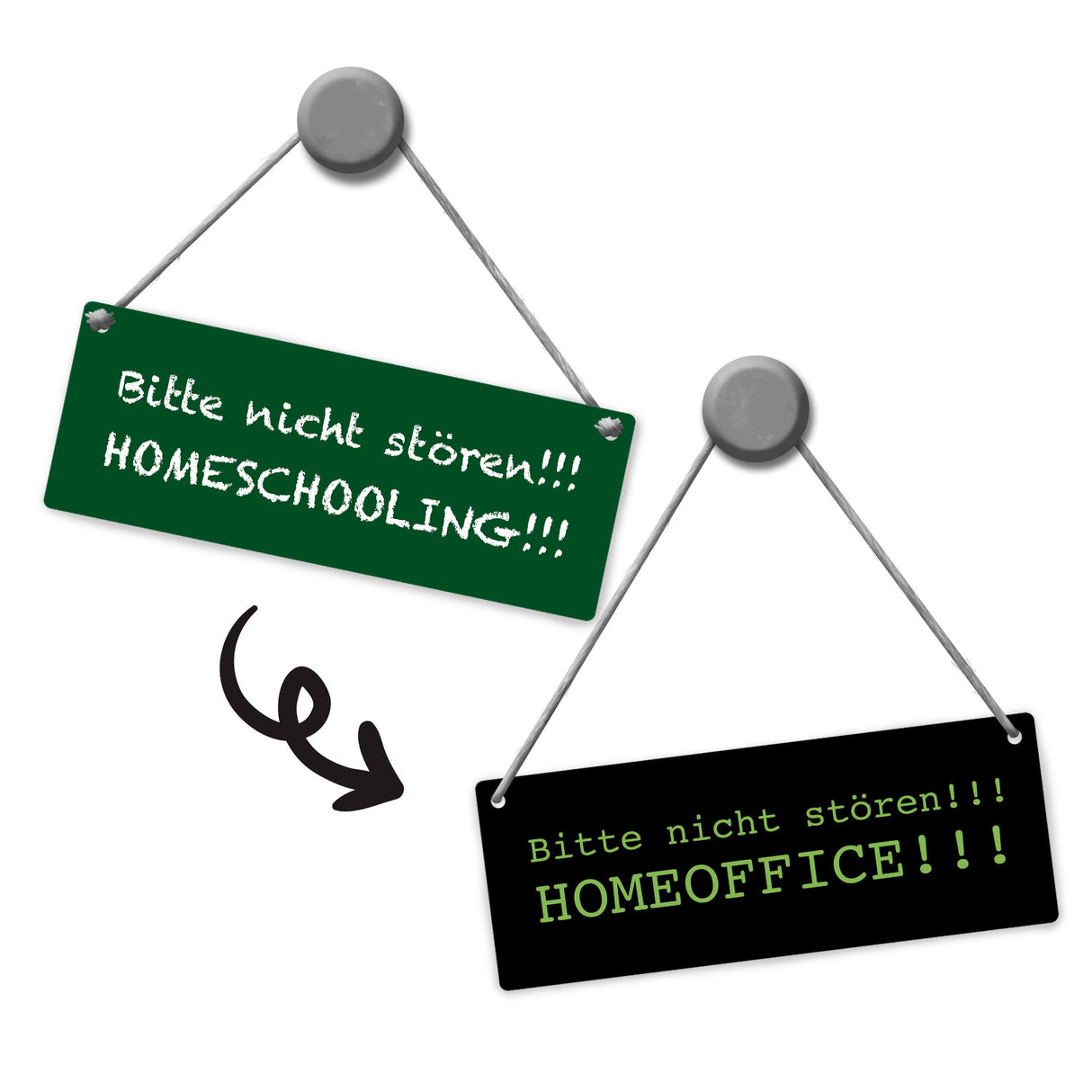 Wendeschild mit Kordel Für Familien, die im Homeoffice arbeiten und ihre Kinder zu Hause unterrichten müssen. Das Hängeschild ist perfekt für Türen oder Wände geeignet.