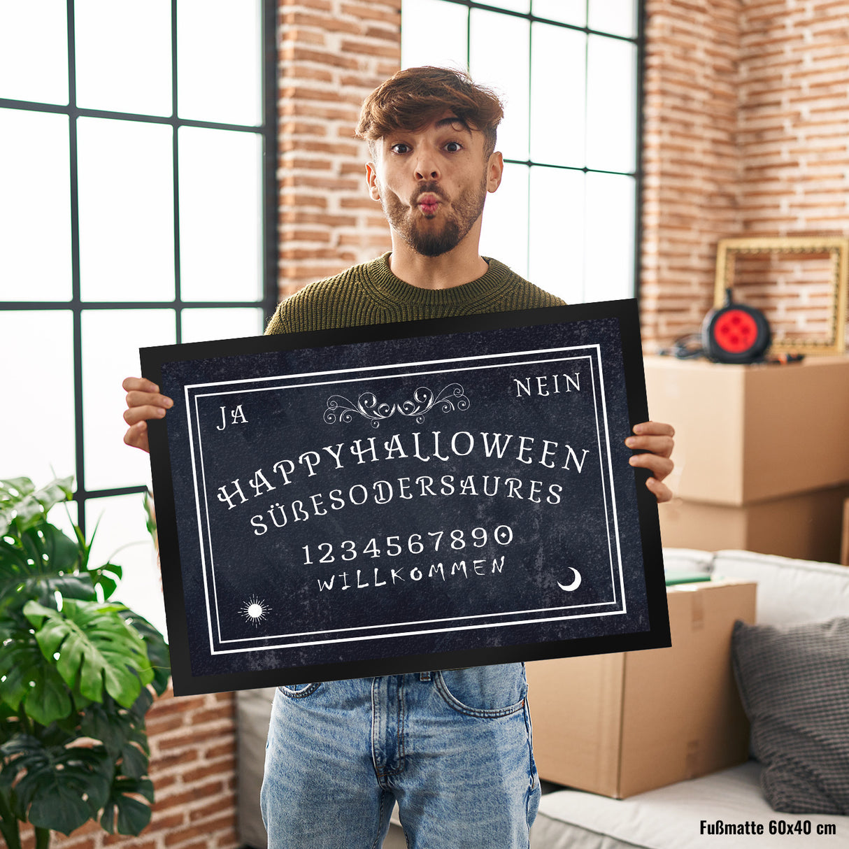 Fußmatte im Ouija Brett Design - Happy Halloween Süßes oder Saures