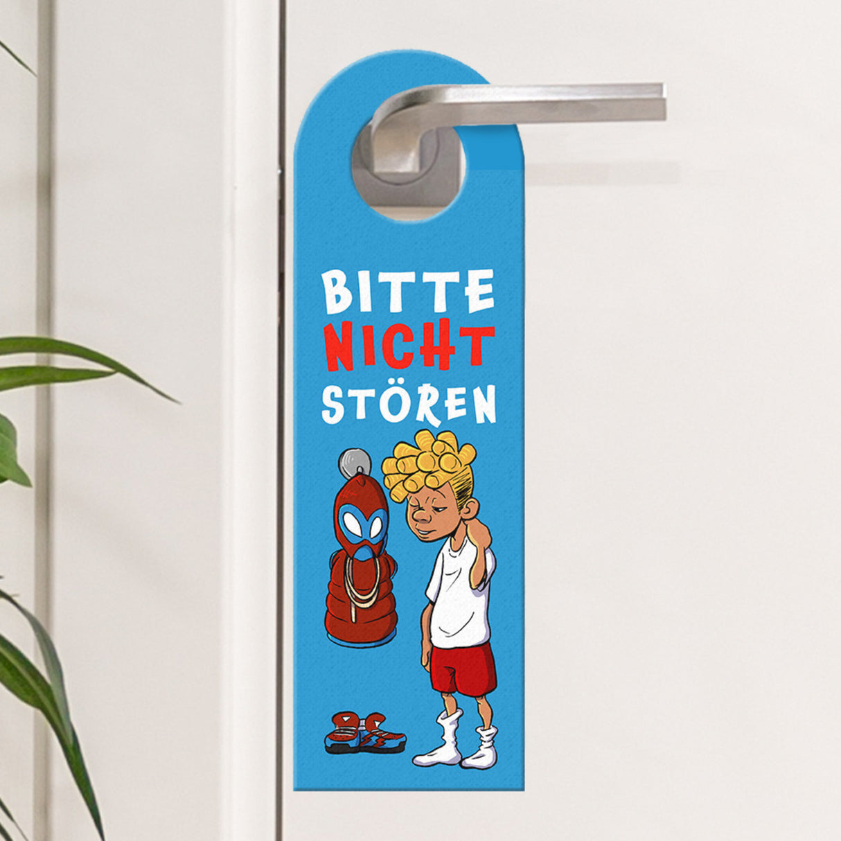 Cooler Spinnen Superheld Türhänger für kleine blonde Superjungs