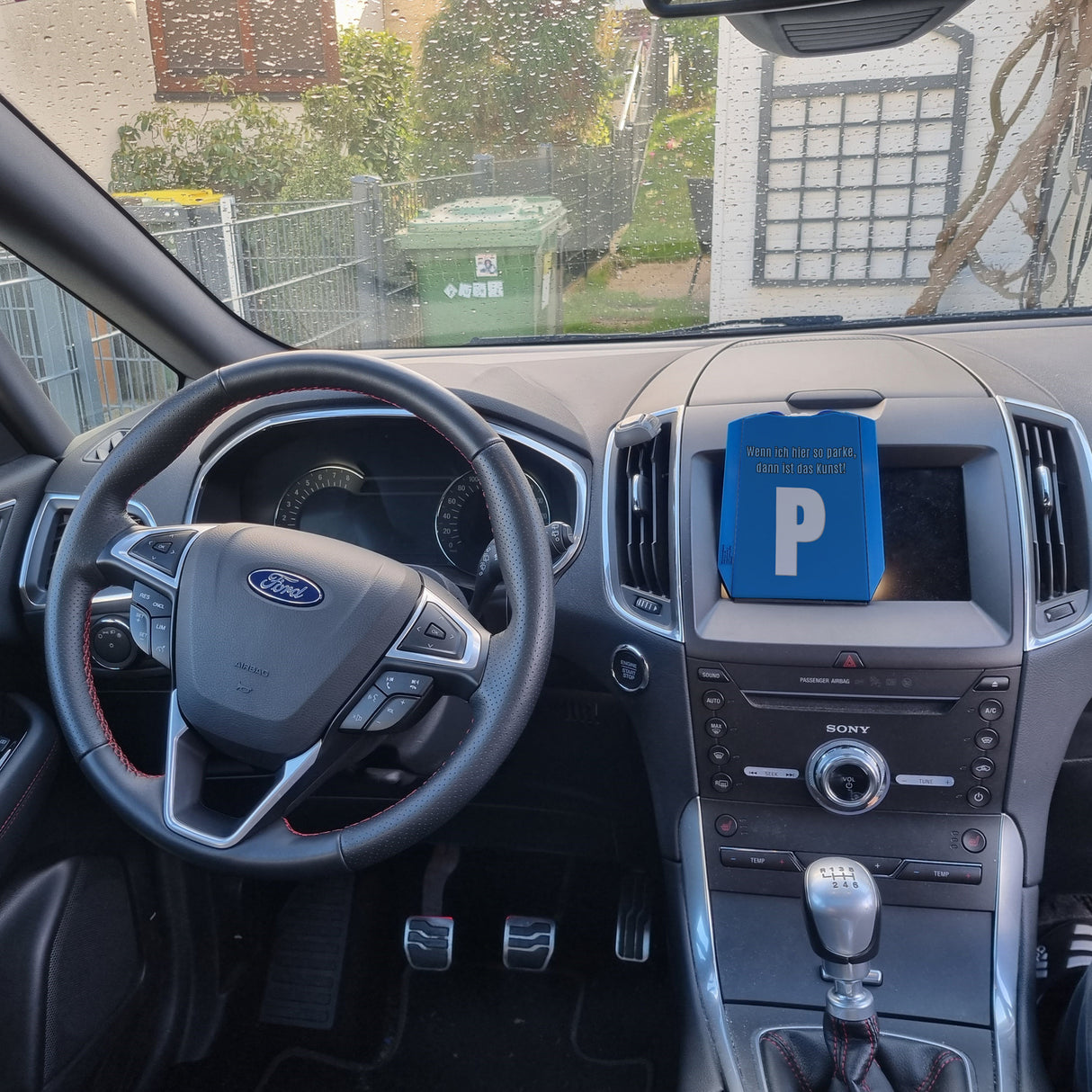 Parkscheibe mit Parkplatzsymbol, lustigem Spruch und 2 Einkaufswagenchips