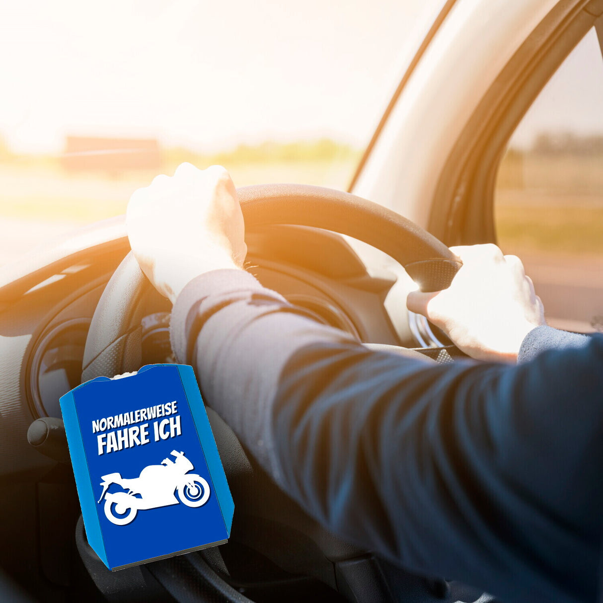 Parkscheibe mit Spruch: Normalerweise fahre ich Motorrad