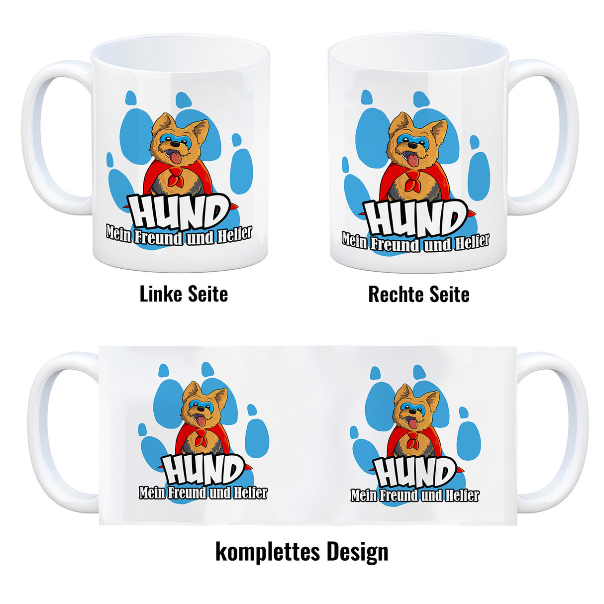 Kaffeebecher mit Superhelden - Yorkshire Terrier - Hund mein Freund und Helfer