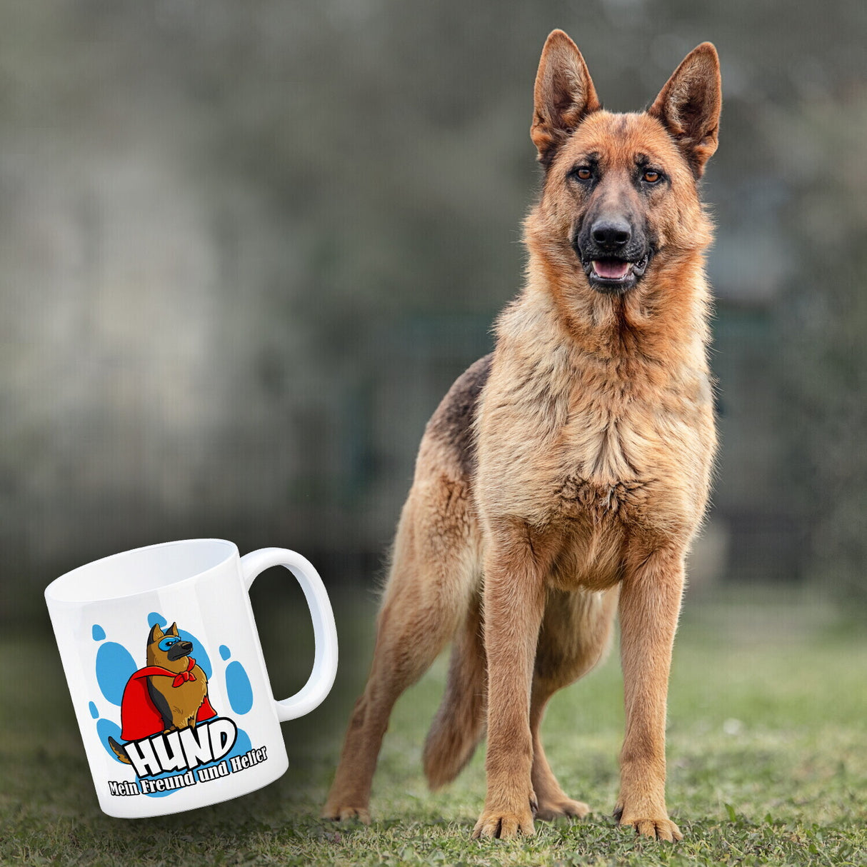Kaffeebecher mit Superhelden - Schäferhund - Hund mein Freund und Helfer