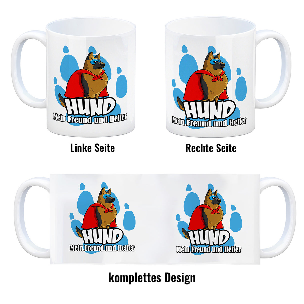 Kaffeebecher mit Superhelden - Schäferhund - Hund mein Freund und Helfer