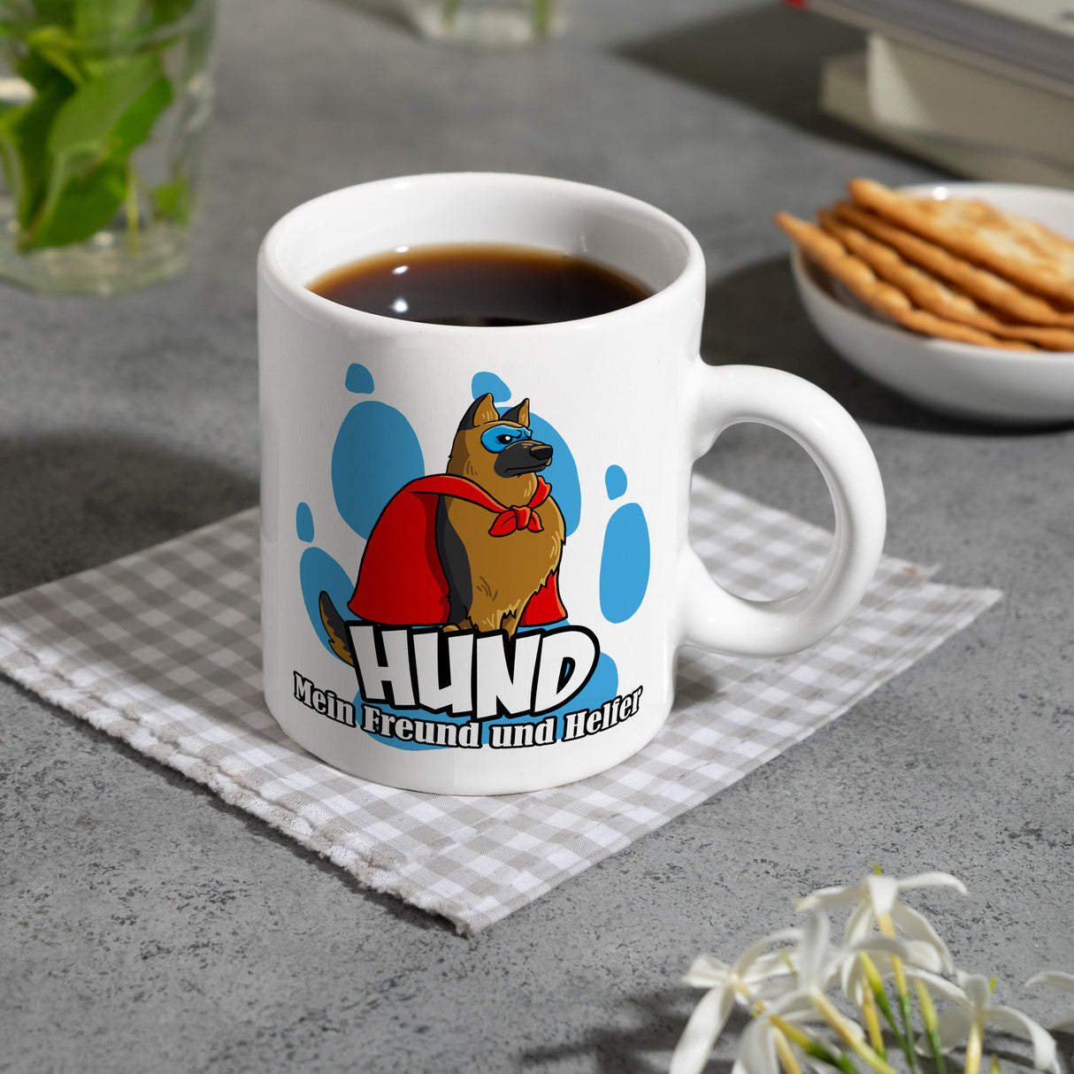 Kaffeebecher mit Superhelden - Schäferhund - Hund mein Freund und Helfer