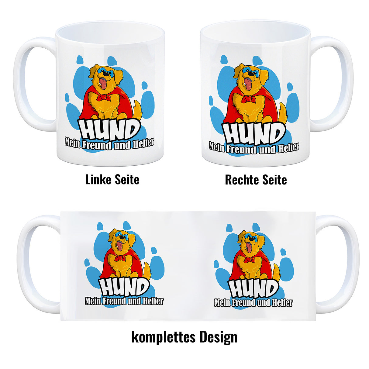Kaffeebecher mit Superhelden - Golden Retriever - Hund mein Freund und Helfer